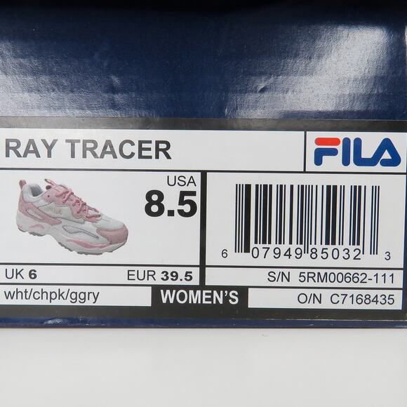 FILA Ray Tracer White and Pink Chunky Sneakers Size 8.5 In Box - Picture 5 of 10